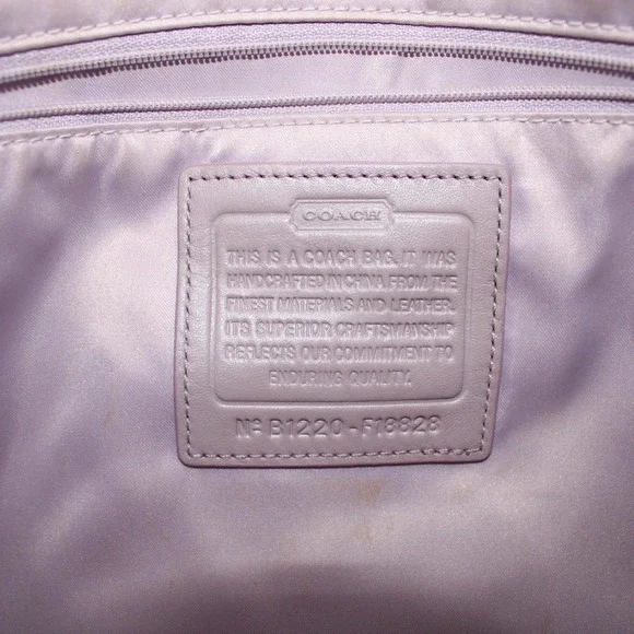 Coach Signature C Monogram Tote Bag Lavender Leather Accents